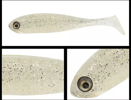 PS3-013 6kom ADUSTA VARALICA SILIKONSKA PENTA SHAD 3'' 7,5CM 4,5G 013 CLEAR SILVER GLITTER S