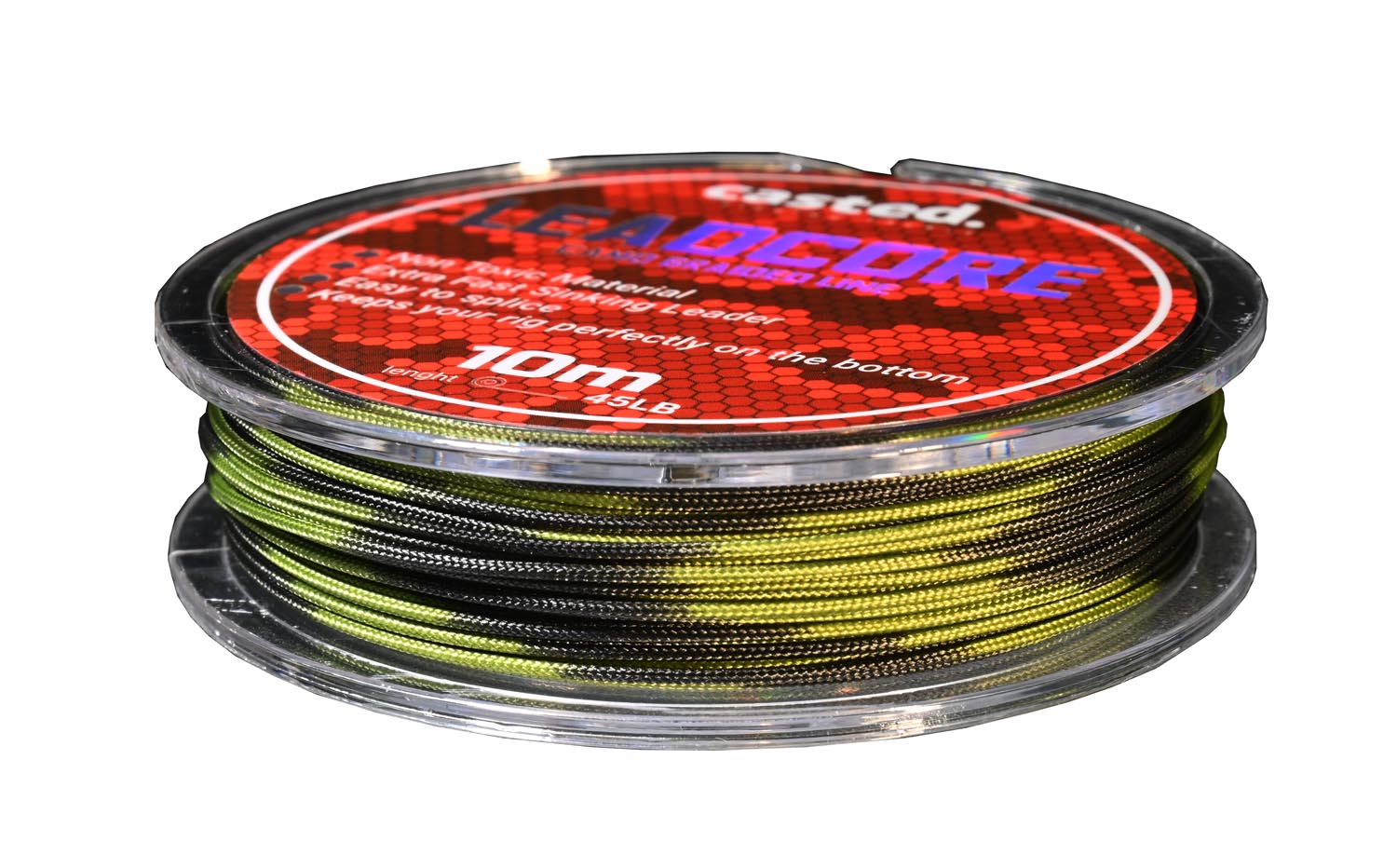 CAS 2001 CASTED Lead Core Braided Line 10M 45LB Green+Black