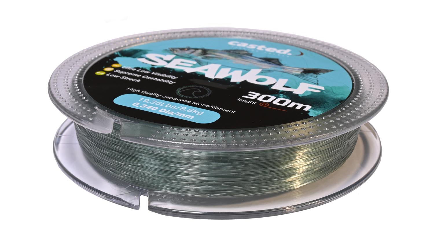 CAS 3041 CASTED najlon Sea Wolf Mono 300M 0,370mm 22,44Lbs/10,2kg Moss Green