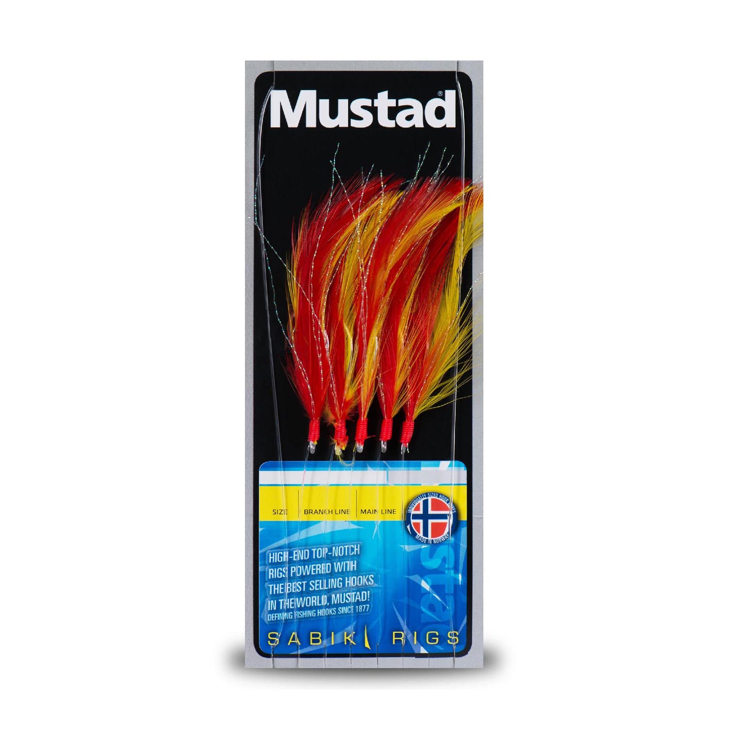 CL-RIG33-1/0-10 MUSTAD SABIKI PREDVEZ RED YELLOW FEATHER TRACE 33 BR.1/0