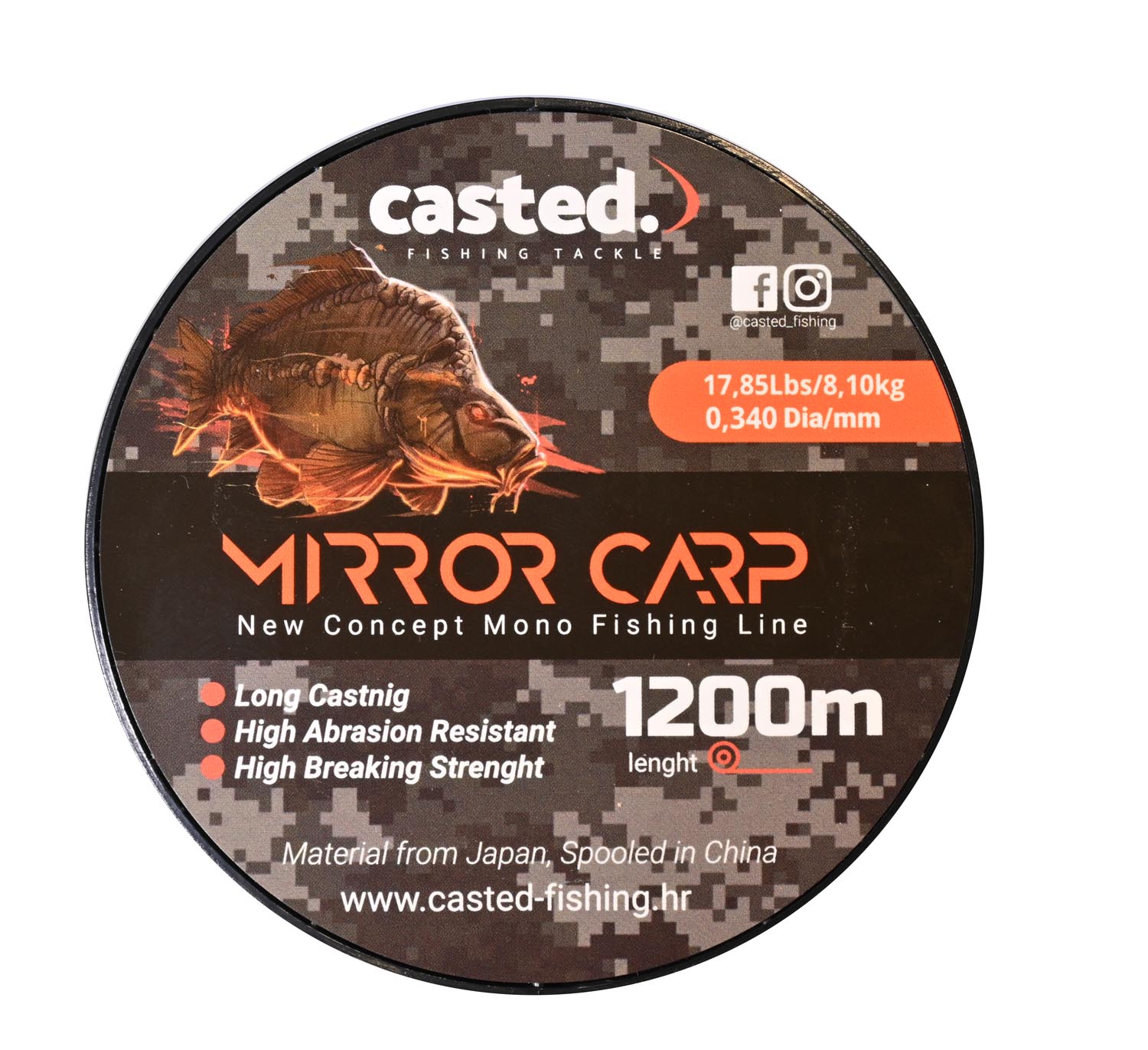 CAS 2024 CASTED najlon Mirror Carp Mono 1200M 0,405mm 26,23Lbs/11,9kg green+black